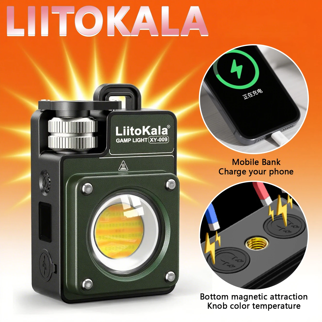 Фото LiitoKala новый брелок-светильник 120-3500LM перезаряжаемый фонарик многофункциональный портативный аккумулятор 3000 мАч рабочий свет №1