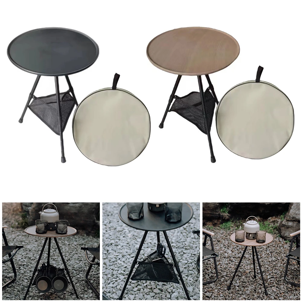 

Camping Folding Table Portable Foldable Round Table Camping Telescopic Adjustable Fishing Desk Triangular for Travel Hiking BBQ