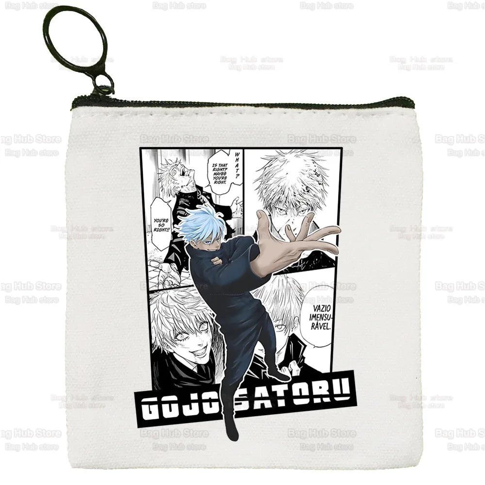Jujutsu Kaisen Gojo Satoru Room Anime Canvas Coin Purse Canvas Bag Small Square Bag Key Bag Storage Bag Card Bag Coin Bag