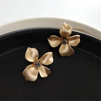 matte gold dogwood blossom post studs spring flower jewelry gift for women mother day irises petal flower screw on earrings