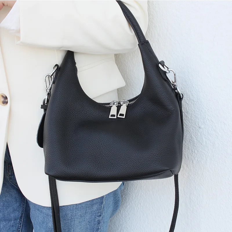 

Fashion Cowhide Handbags For Women 2022 Designer Luxury Bag Genuine Leather Shoulder Underarm Bag Elegant Ladies Crossbody Bags