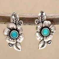 retro silver color earrings for women bohemian ethnic plant rose flower dangle earrings female fashion party jewelry
