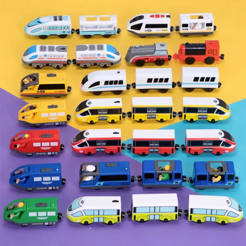 

New Style Kids Magnetic Electric Locomotive Brand Compatible Railway Wooden Car Children's Toys Gift