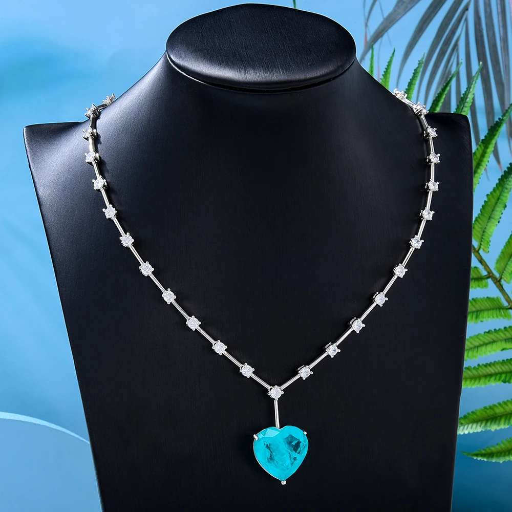 

Missvikki 4 Colors Summer Romantic Lovely Heart Pendant Chain Necklace Trend Hot Opal Jewelry Women Lover Bijoux Top Quality