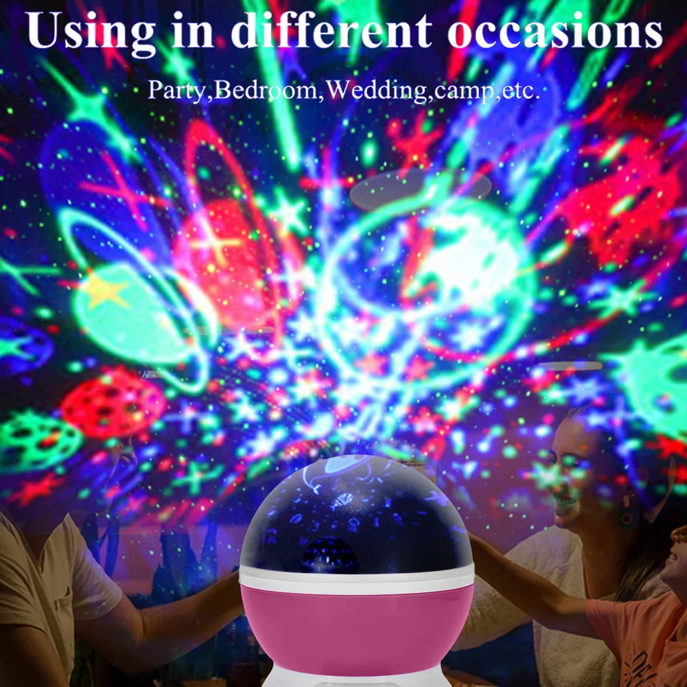 

Sleeping Light Bedroom Bedside Table Lamp Universe Rotating LED Starry Sky Nightlight Color Romantic Laser Projector Light