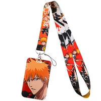 ad1819 cool boy japanese anime lanyard credit card id holder bag student women travel card cover badge car keychain decorations