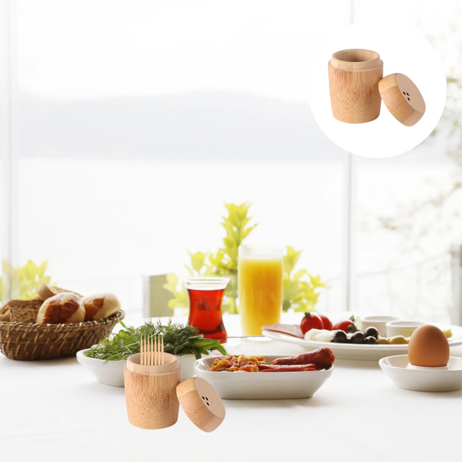 

Toothpick Cotton Holder Case Storage Dispenser Swab Pad Boxcontainer Portable Wooden Canister Organizer Round Makeup Pick