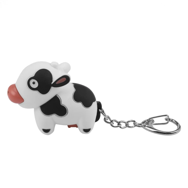 

Cute Cow Keyring Led Torch With Sound Keychain Christmas Xmas Party Favors Bag Fillers Gifts Fun Toys For Kids & Adult (White)