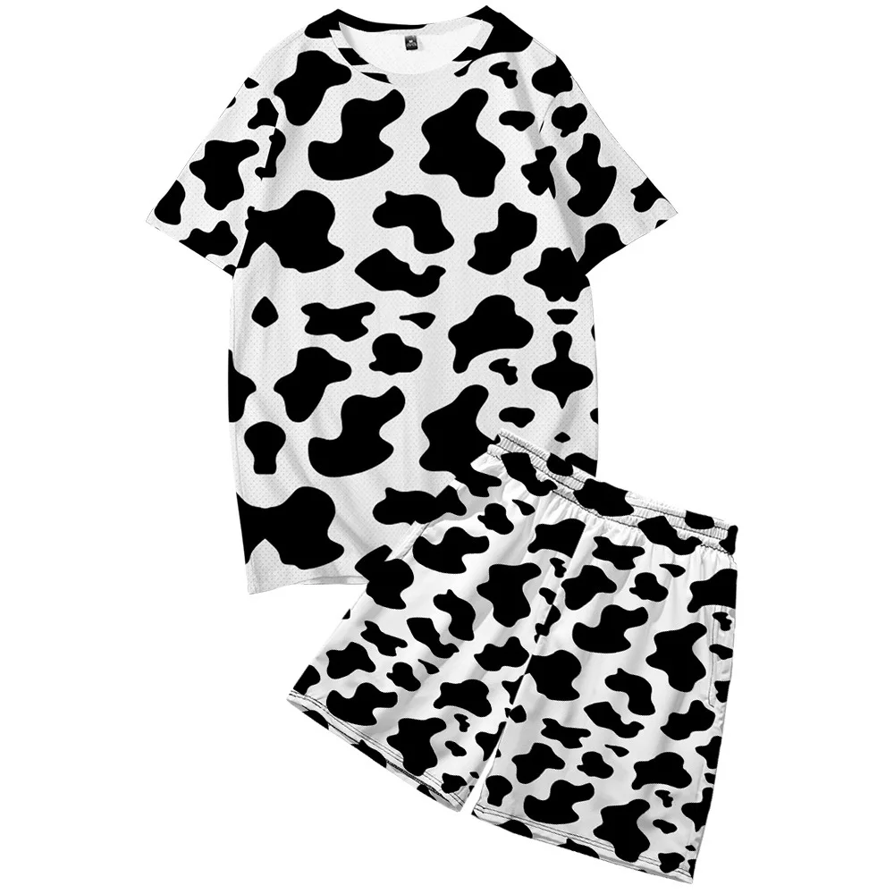 XXXTentacion Men Sets Cow Spots Pattern Casual T-shirt Set 1