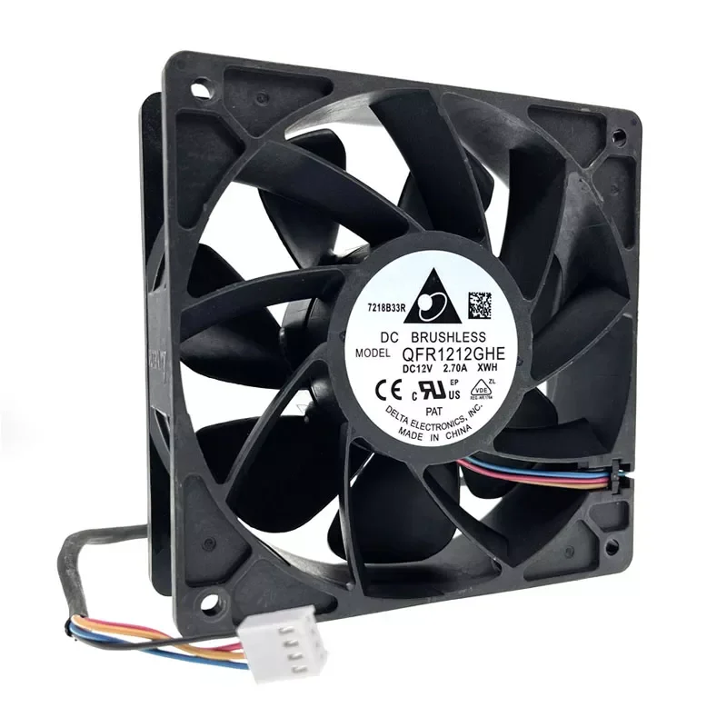 

Original Delta QFR1212GHE,High Speed Bitcoin GPU Miner Mining Cooling Fan 120X120X38mm DC 12V 6000RPM Dual Ball Bearing PWM 4P