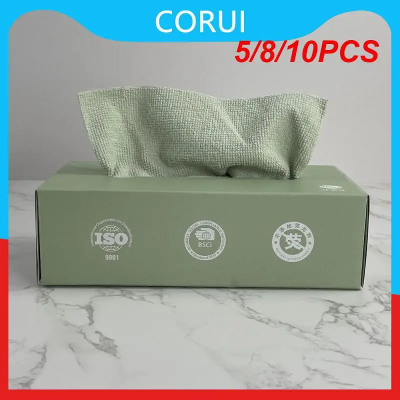 

5/8/10PCS Seamless Glass Cleaning Towel Dish Towel Water Absorbent Cloth For Tableware No Hair Loss Lazy Rags
