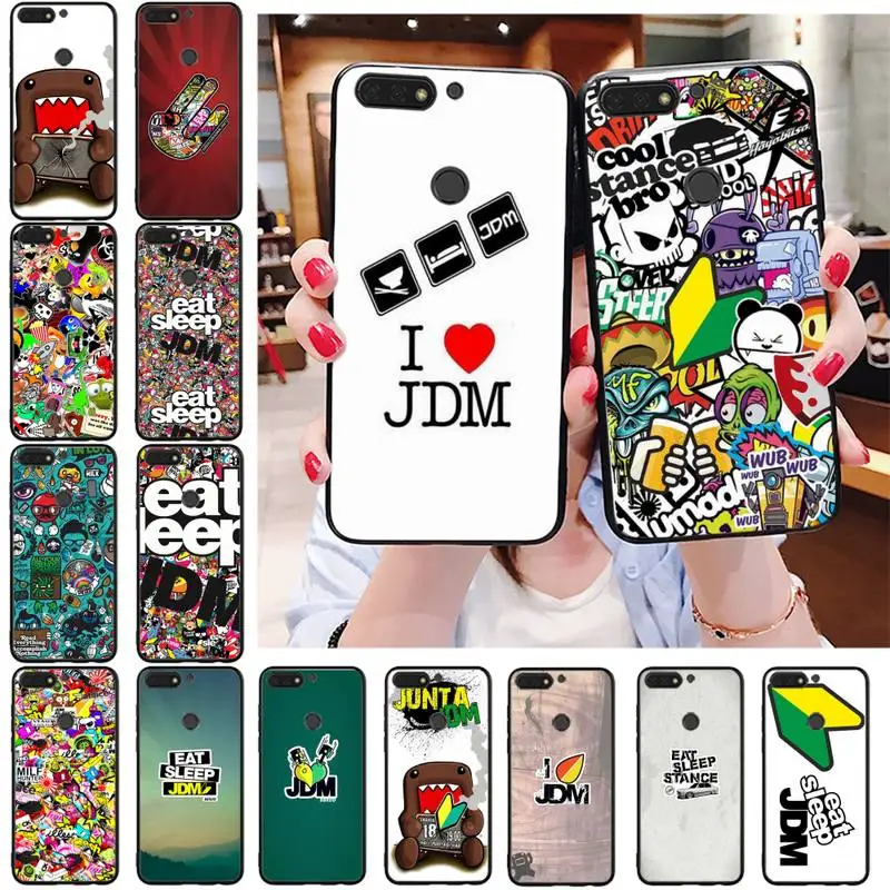 

Sticker Bomb Eat Sleep JDM Phone Cases For Huawei Honor 7C 7A 8X 9X 8A 10i 20lite 10 9 lite 20 8C 8S 7S 9A 10X lite