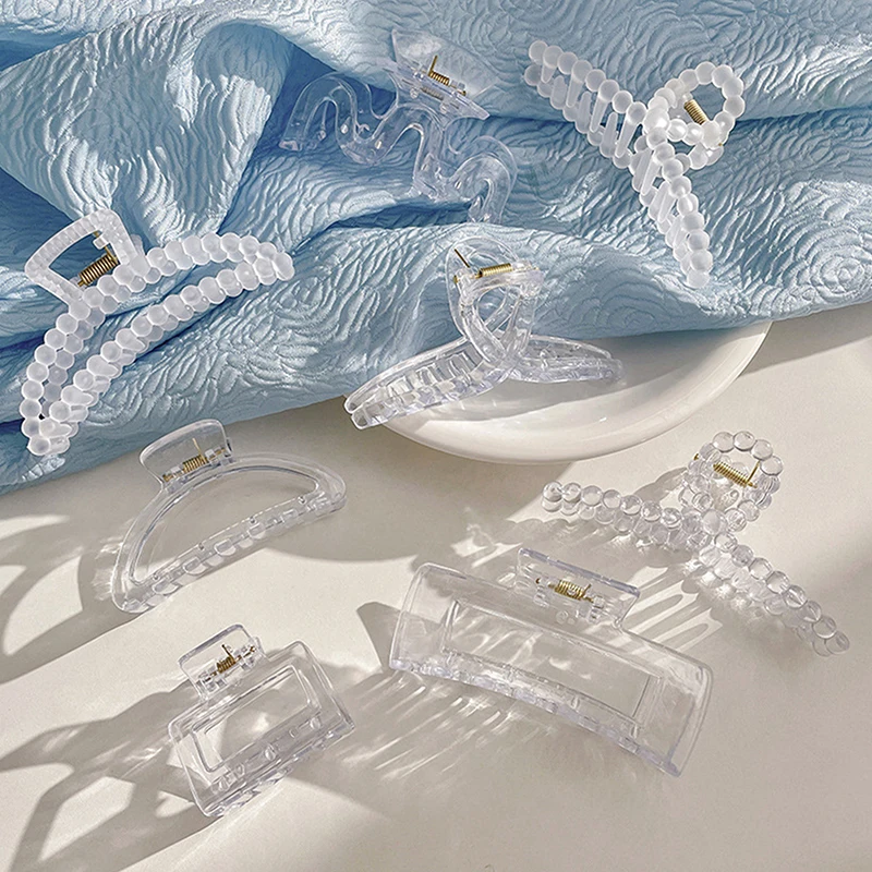 Прозрачная заколка для волос женщин Милая Фея матовая большая Заколка-краб Акула