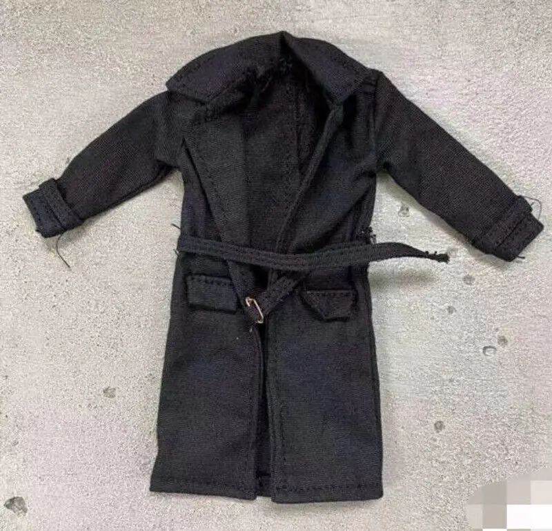 

1/12 Scale Fashion Male Soldier Wired Black Overcoat Model for 6" Figure