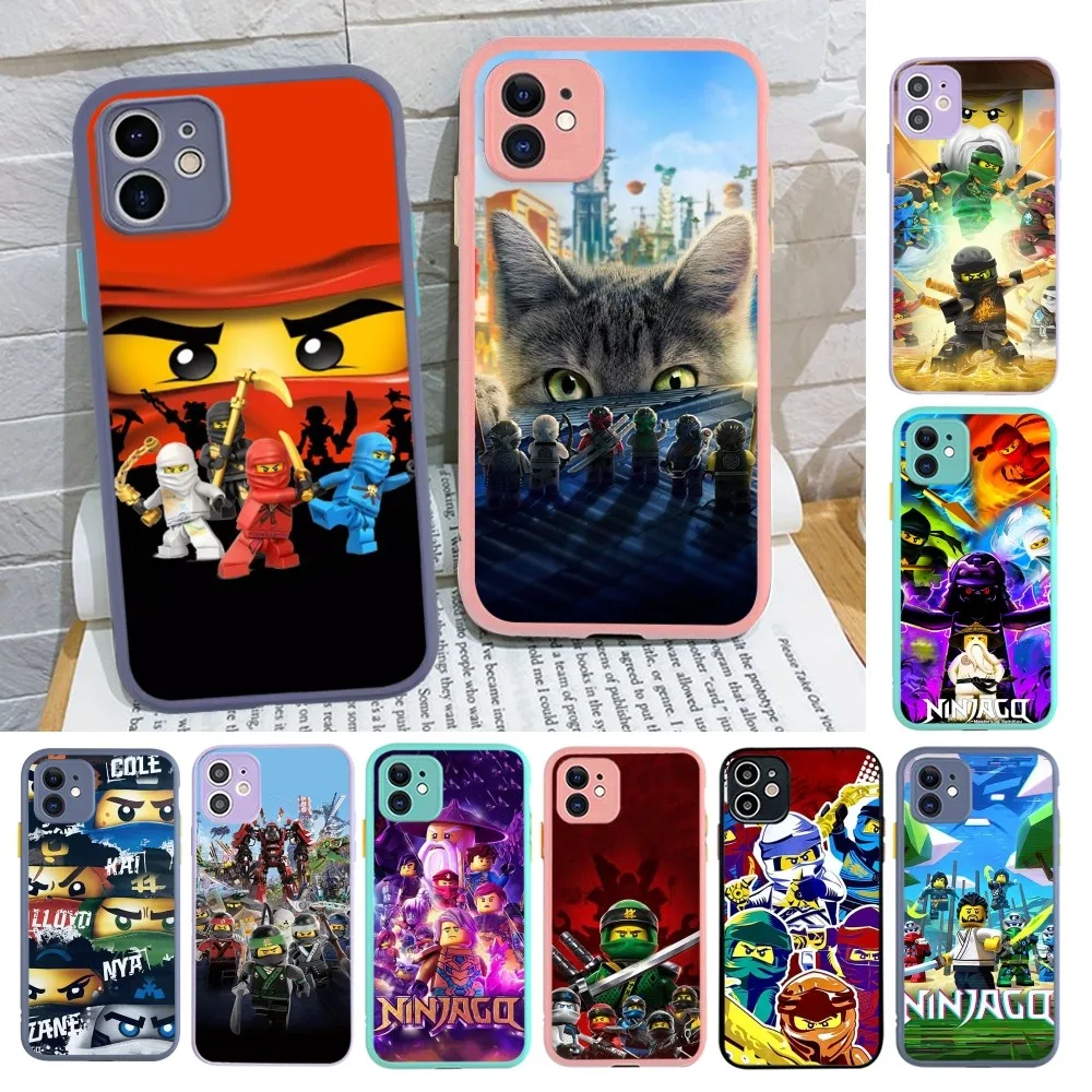 Чехол для телефона L-Lego N-Ninjago iPhone 14 11 12 13 Mini Pro Max 8 7 Plus X XR XS MAX Прозрачный матовый
