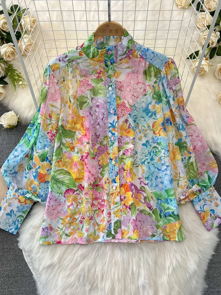 Женский богемный костюм из юбки с цветочным принтом топ рукавами-фонариками и