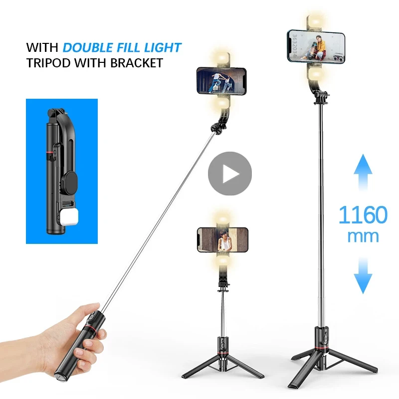 

Tripod Selfie Stick With Led Light Ring For Phone Holder Mobile Stand Cell Smartphone Bluetooth Monopod Telescopic Retractable