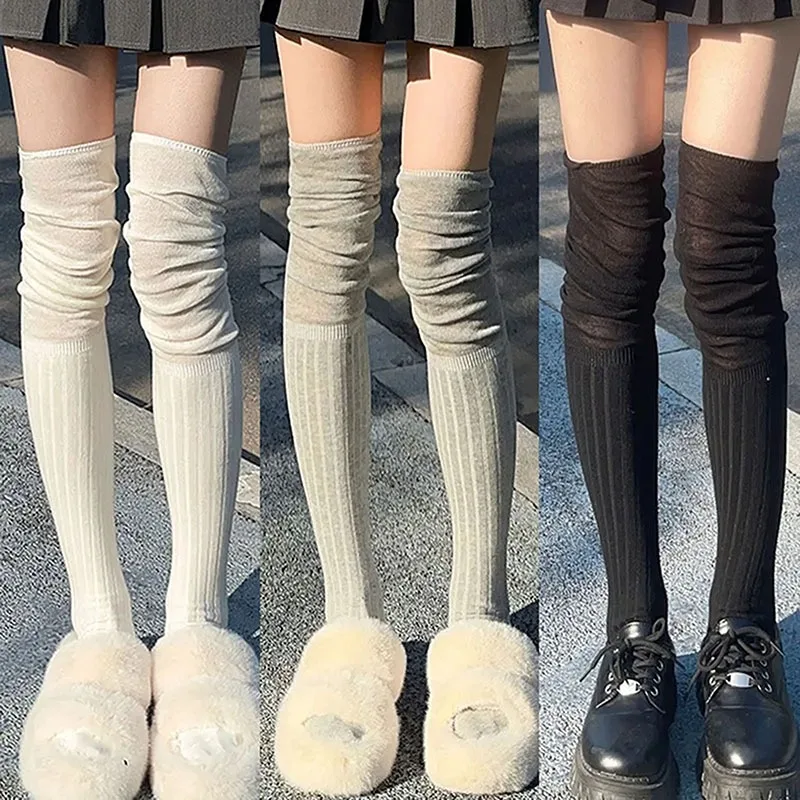

Женские чулки до бедра, однотонные модные комбинированные Гольфы выше колена, женские длинные носки, теплые термоноски с длинным рукавом