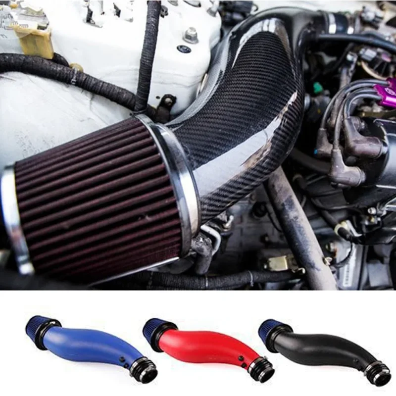 Фото Автомобильная воздухозаборная труба для Honda Civic 92-00 EK EG, воздушный фильтр, впускная труба, черный, красный, синий, настоящий углерод №5
