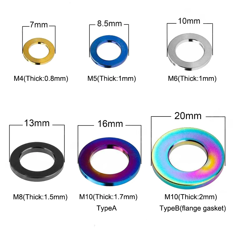 Титановая шайба M3 M4 M5 M6 M7 M8 M10 M12 DIN912 Плоская прокладка для велосипеда мотоцикла