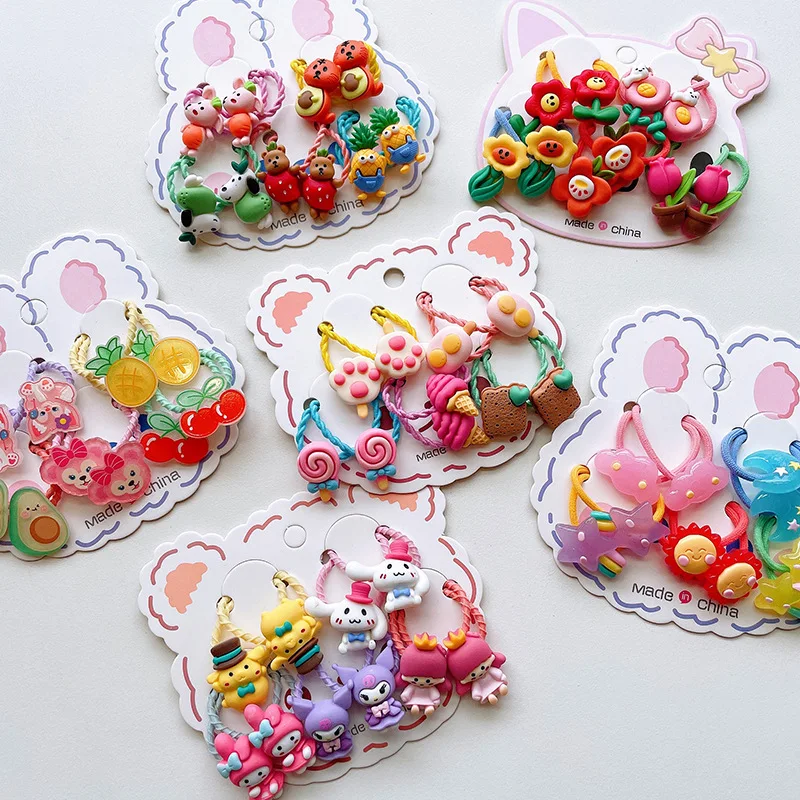 

10 шт., детская эластичная лента для волос с изображением цветов