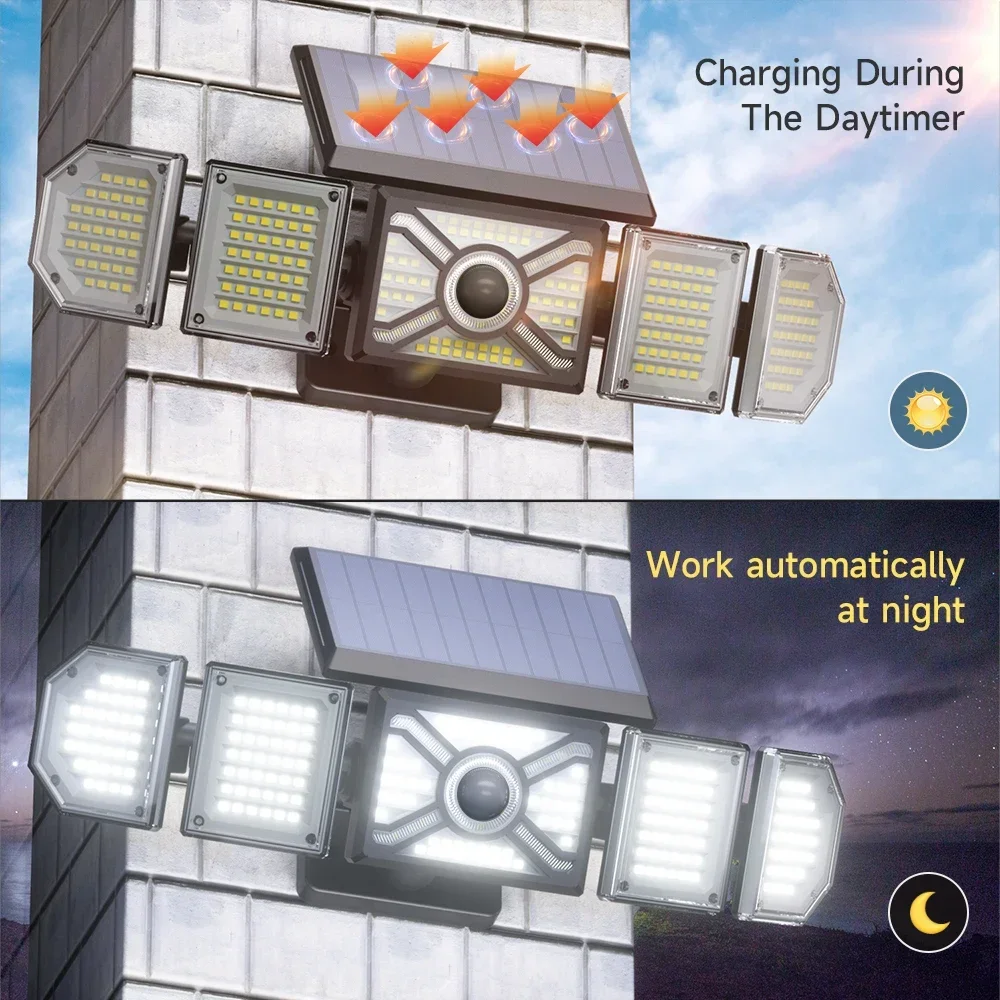 Уличные светильники на солнечной батарее с датчиком движения 5 насадок 244