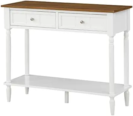 

Country 2 Drawer Hall Table with Shelf, White Table top Small coffee table Small end table Mesas Tea table End table for bedroom
