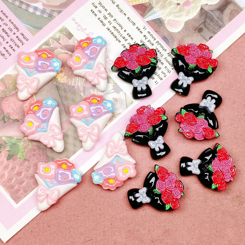 10 шт. новые яркие черные розы на День святого Валентина, серия с плоской задней частью, мультяшная фигурка для скрапбукинга, сделай сам, декор с бантом, аксессуары, поделки A126