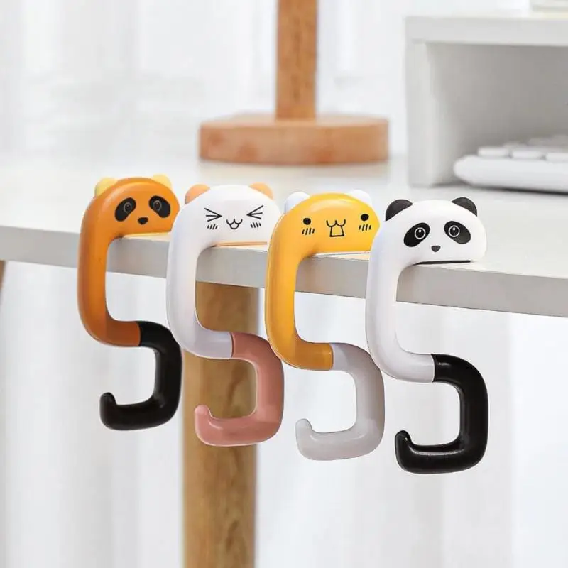 

Foldable Hook Folding Hook Holder Cartoon Hook Portable Key Ring Rack Bag Holder For Table Desk Side Hook Table Hook Creative