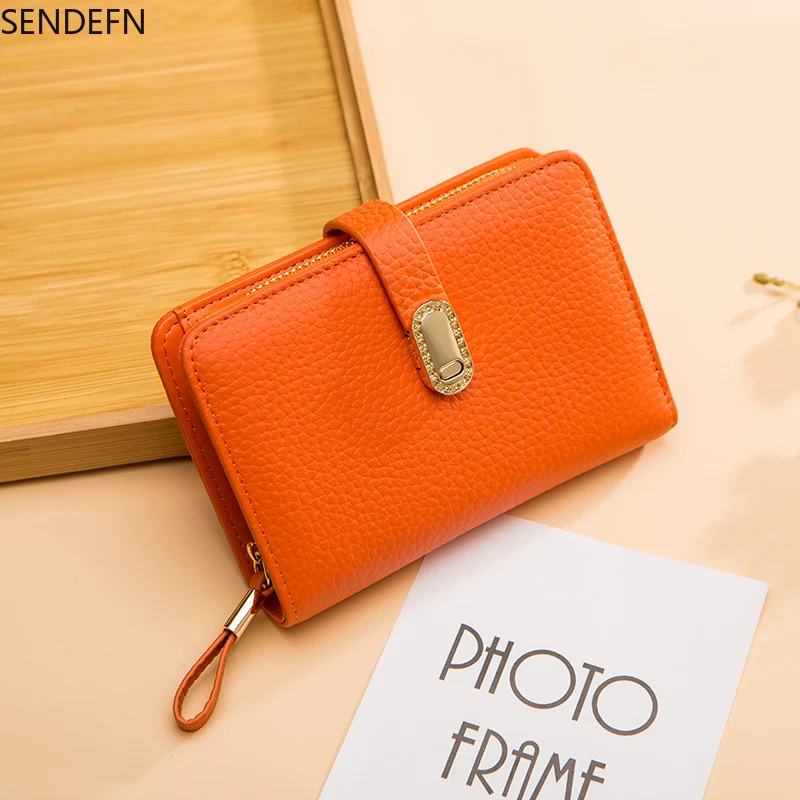 

SENDEFN Genuine Leather designer wallets women wallet Fashion money bag Cell Phone Pocket ladies luxury Long Purse 6915