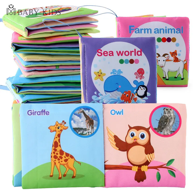 

Montessori 0-12Monthes Baby Books toys Educational Newborn Infant Early Learning Cloth Book Develop Cognize Reading Puzzle Toys