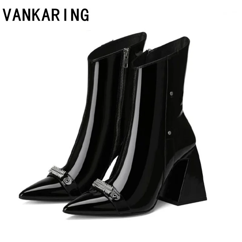 

autumn winter shoes women ankle boots pointed toe high heel pumps woman crystal party shoes brand boots slim riding boots women