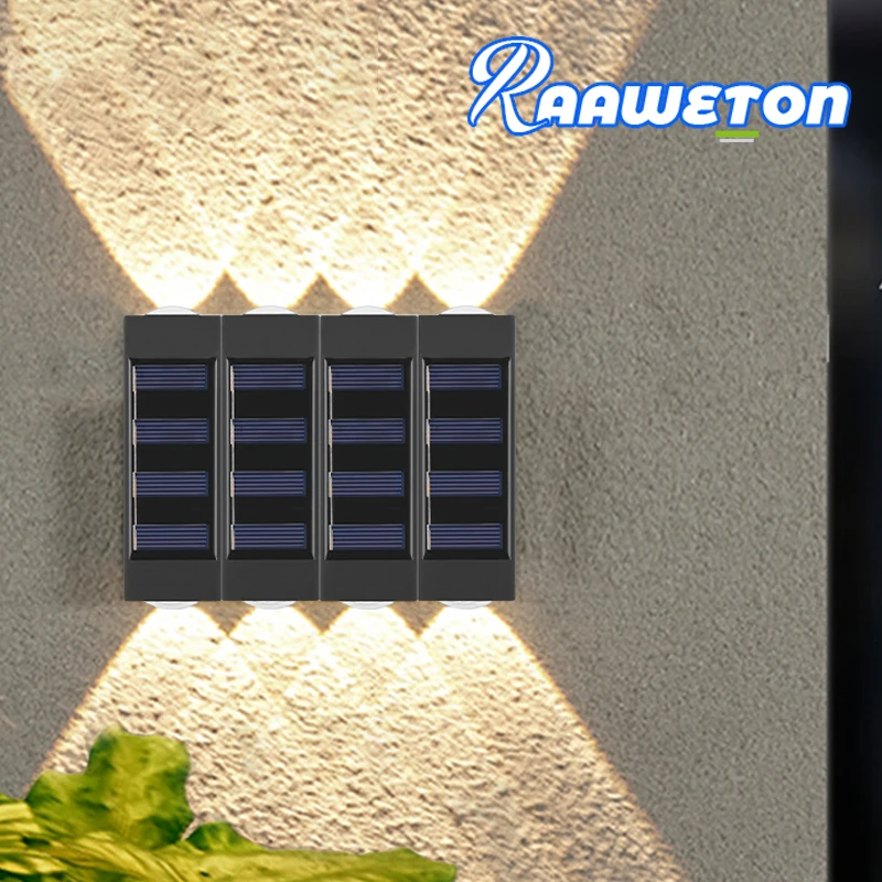 

Уличная Светодиодная лампа на солнечной батарее, водонепроницаемый садовый настенный светильник для двора, забора, балкона, улицы, домашни...