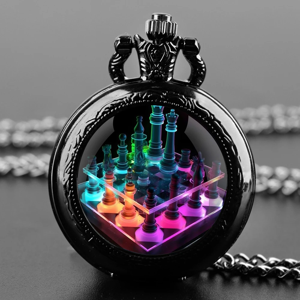 Волшебный дизайн шахматных узоров кварцевые карманные часы с арабскими цифрами