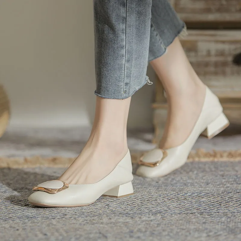 

Туфли женские с квадратным носком, мягкие повседневные кроссовки на низком каблуке, без шнуровки, классические базовые, однотонные, на среднем каблуке, лето 2023