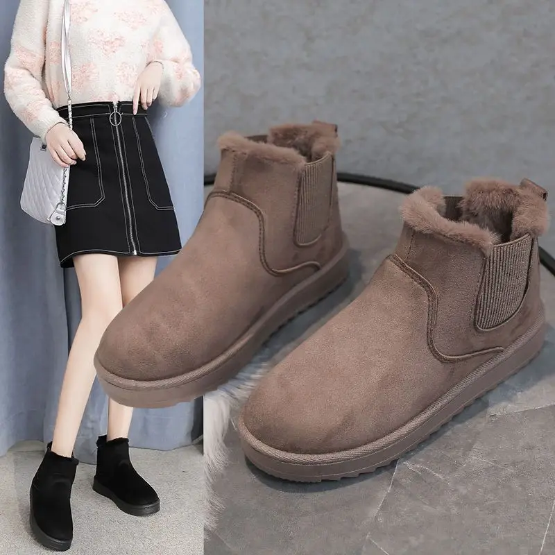 Women Snow Boots 2022 Platform Boot For Autumn Winter Shoes Slip On Femme Ankle Boots White Heels Short Botas Mujer