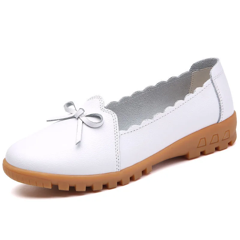 

New Fashion Women's Flat Shoes Genuine Leather Shoes For Women Slip On Casual Flat Shoes Women Loafers Soft Nurse Ballerina Shoe