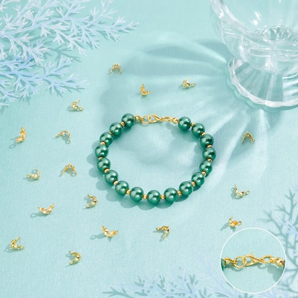 300 шт. наконечники для золотых бусин из нержавеющей стали 304 раскладной узел