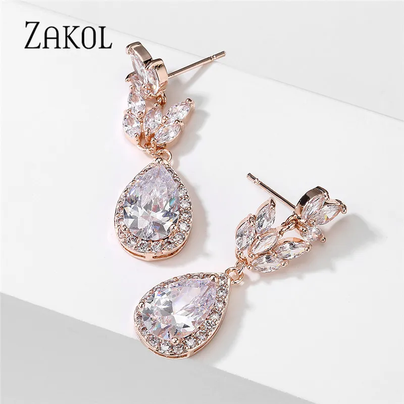 ZAKOL романтические каплевидные висячие серьги с кубическим цирконием в форме