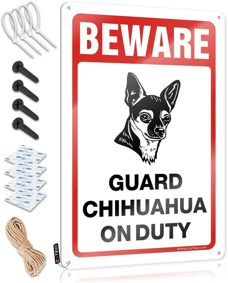 Ярдовый предупреждающий знак Остерегайтесь! Защитный жестяной Чихуахуа на