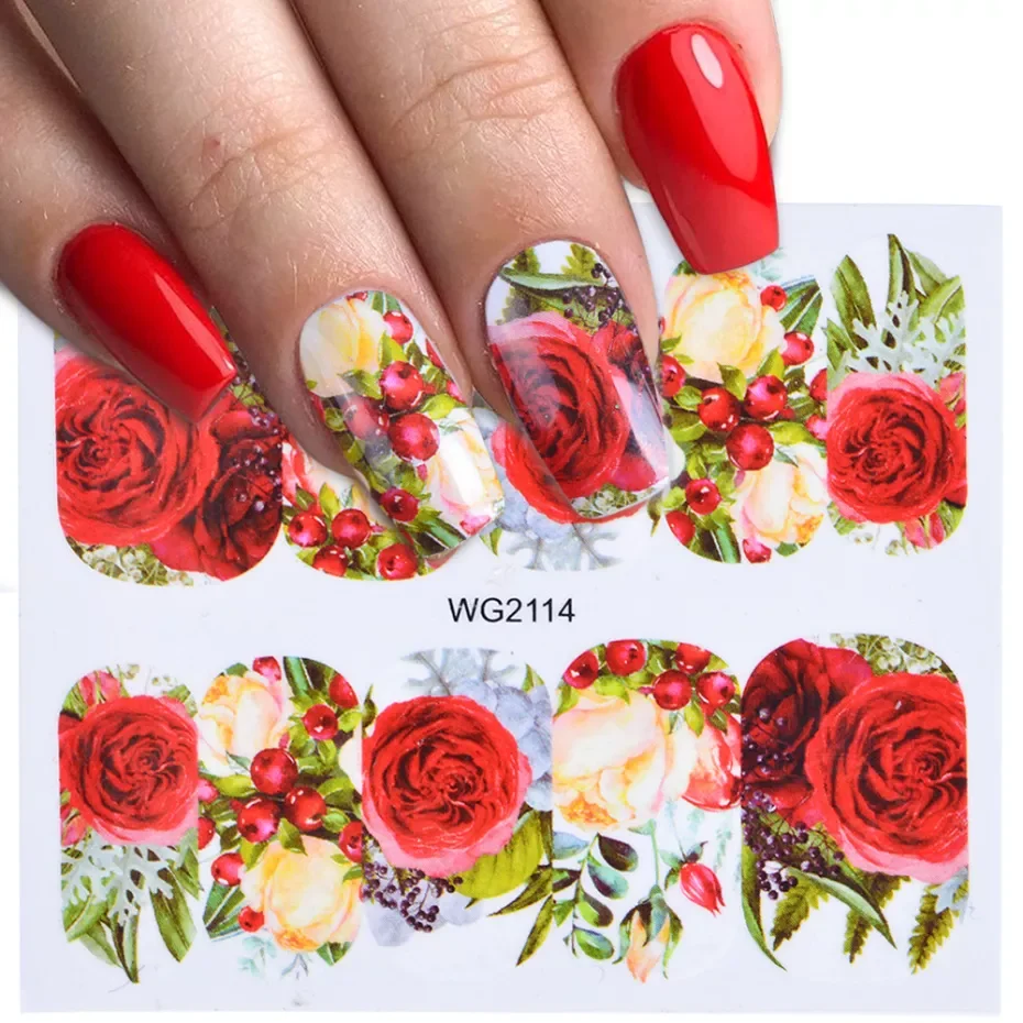 

1pcs Stickers For Nails Rose Flowers Designs Sliders Nail Art Decorations Manicure Water Decals Polish Transfer Foils Tip TRWG-1