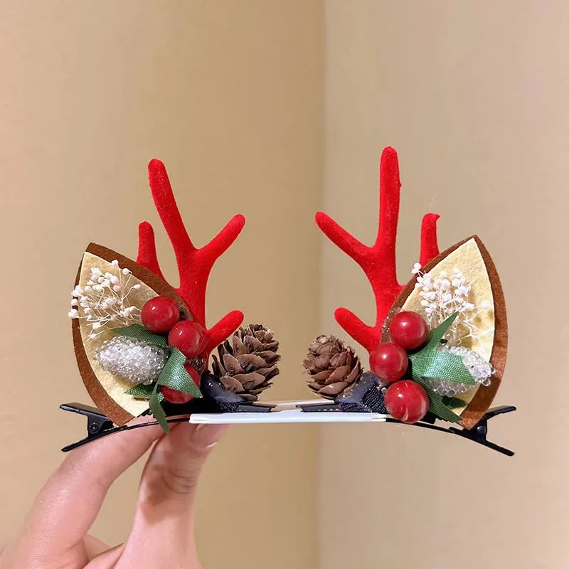 

Милые рождественские заколки для волос для девочек, вечерние повязки на голову с оленьими ушками, рождественские шапки, заколки для волос, заколка для волос с рогами, праздничные головные уборы