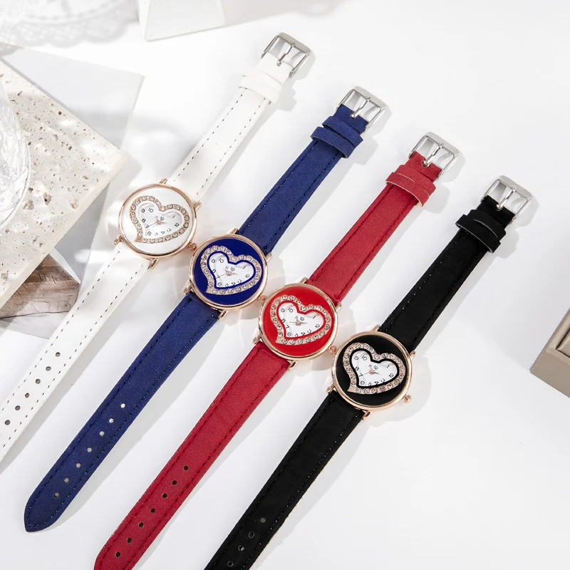 

Women Watches New 2023 Women Casual Quartz Leather Band Watch Heart-Shaped Analog Wrist Watch Gift Montre Femme Relojes