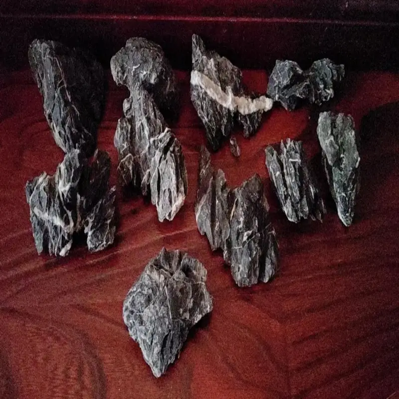 10Pcs Qinglongshi Small Pickling Selected Micro Grass Tank Landscape Stone Natural Moss Tank Mini Ornaments Small Rockery Stone