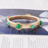 neefuwofu 10mm spring chain bracelet plating gold copper natural stone bracelets bohemia de madera pulseira estrela elasticity
