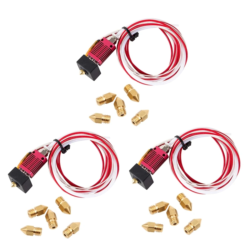 3X 3D Printer Extruder Assembled Mk8 Hot End Kit For Ender 3 Pro With Aluminum Heating Block, 1.75Mm, 0.4Mm Nozzle 3X 3D Printer Extruder Assembled Mk8 Hot End Kit For Ender 3 Pro With Aluminum Heating Block, 1.75Mm, 0.4Mm Nozzle