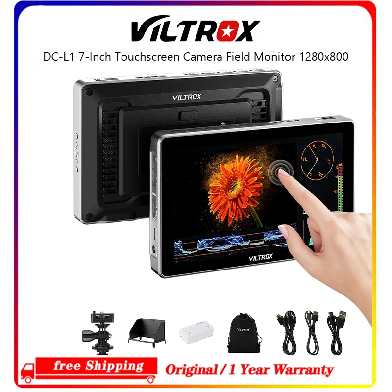 Фото Портативный 7-дюймовый сенсорный монитор VILTROX DC‑L1, вход HDMI 1.4, 3D LUT, векторный анализатор сигнала, защита от солнца для съемки на беззеркальные и зеркальные камеры №1