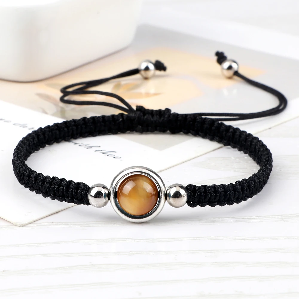 Браслет тигровый глаз для мужчин и женщин регулируемый плетеный браслет с