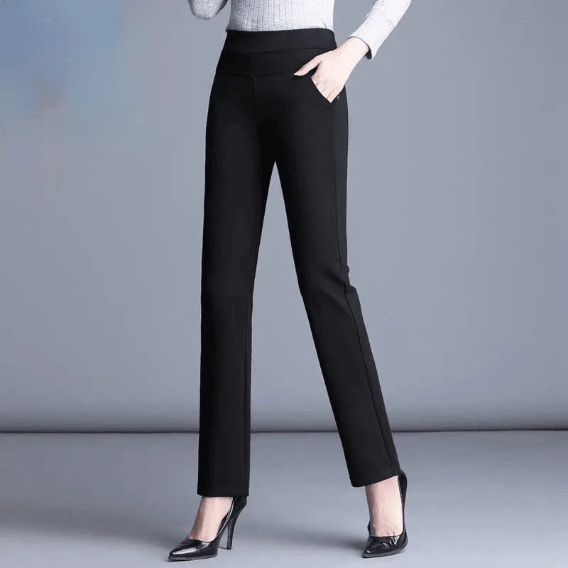 

Брюки женские прямые с завышенной талией, Модные Элегантные повседневные черные брюки, 4XL, весна-лето