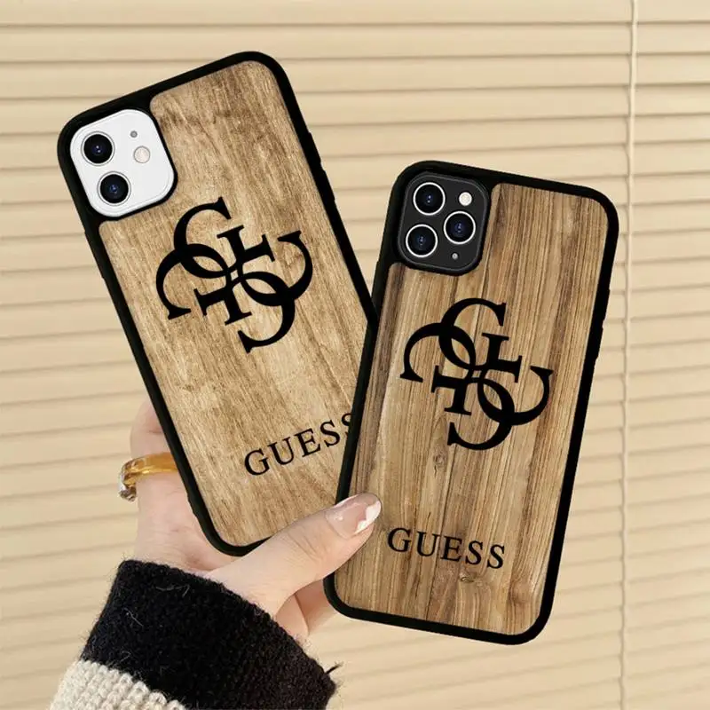 

Fashion Brand Guess Wood Floor Cartoon Pattern Phone Case Silicone PC+TPU Case for iPhone 11 12 13 Pro Max 8 7 6 Plus X SE XR